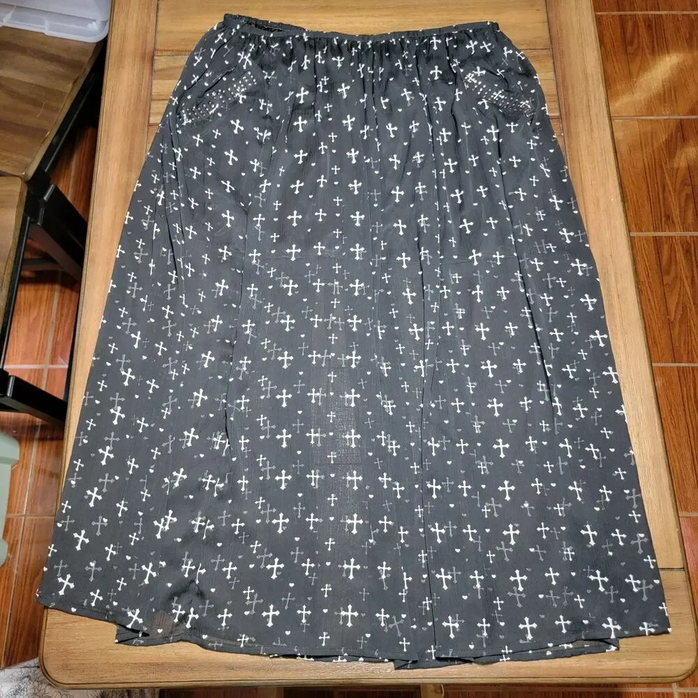 Flutterbye Full Sheer Black Cross Skirt w/ Pockets - Size 3X